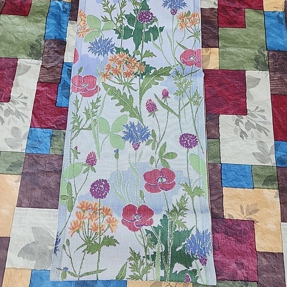 Ekelund Sweden Alpine Flowers Cotton Tapestry Poppy Botanical VTG Table Runner - Picture 8 of 11